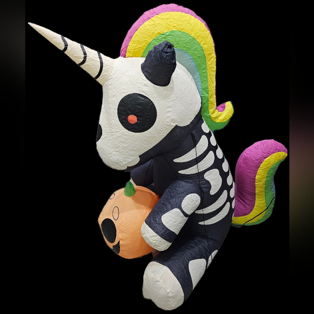 5 FT Halloween Inflatable Unicorn Skeleton Decor Outdoor, Blow Up Decorations - Picture 5 of 8